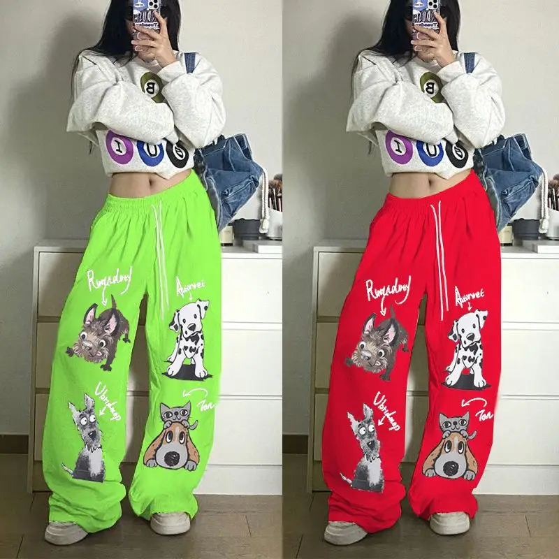 Korean jazz hip-hop straight-leg pants high-waisted loose casual dance pants hip-hop hiphop drawstring wide-leg niche sweatpants