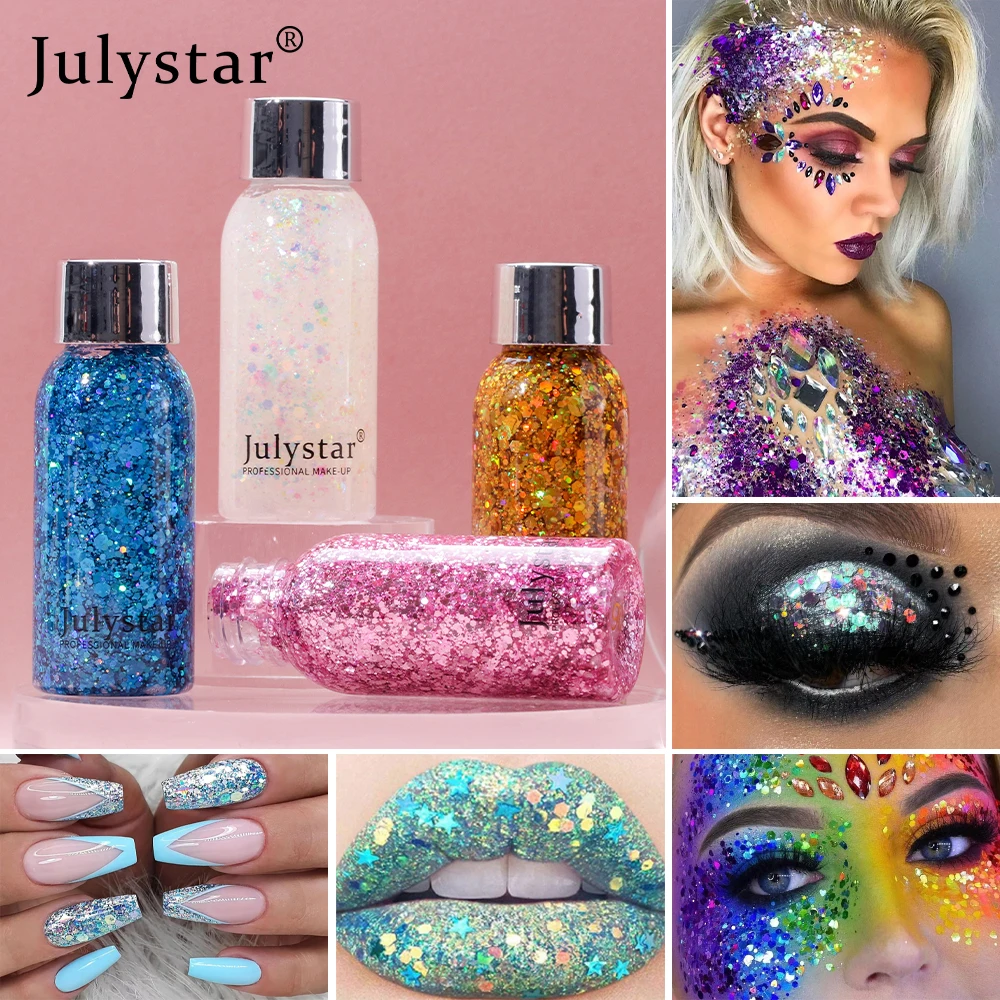 Glitter eye shadow Julystar glitter eye shadow liquid face body sequin gel 10 colors