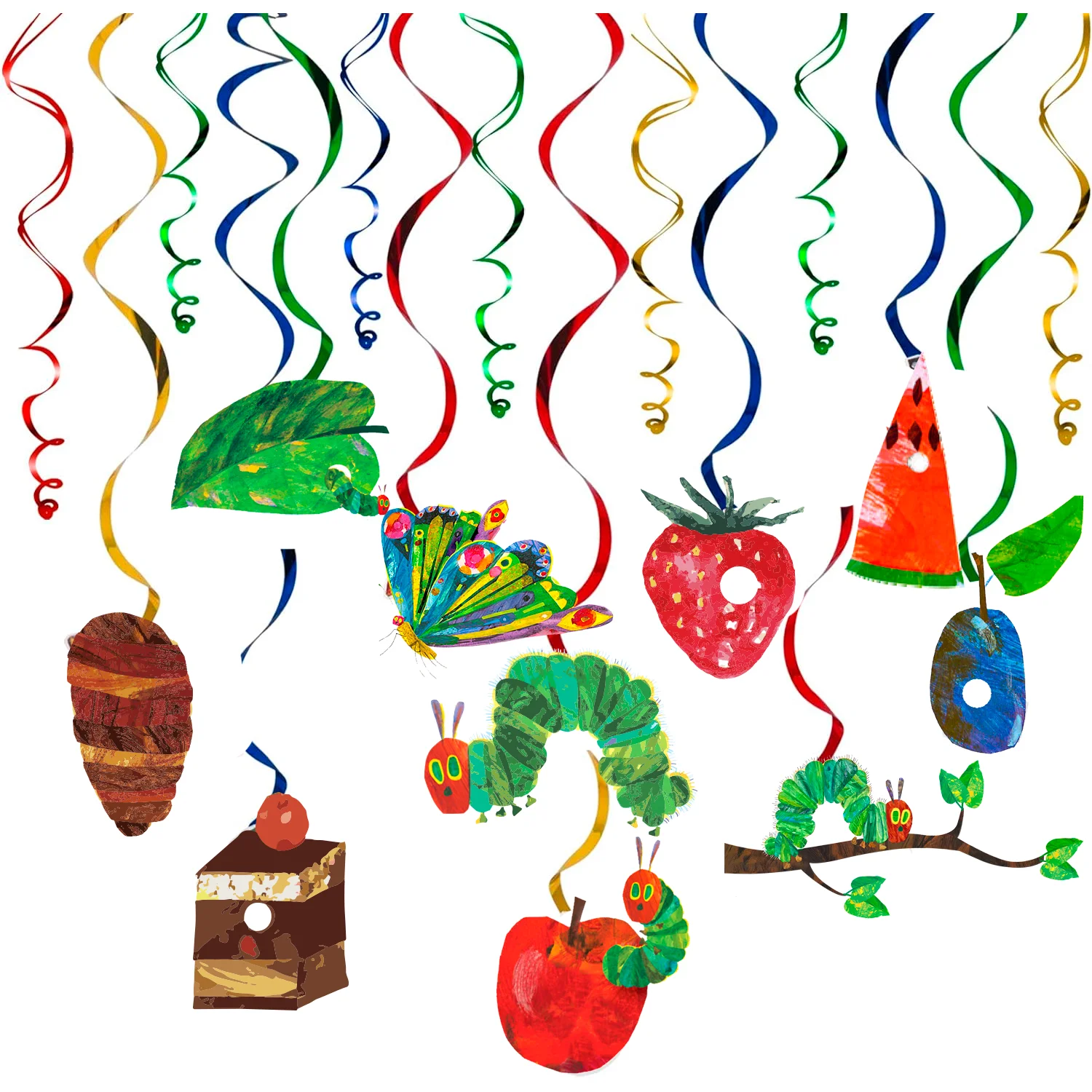 Party Decorations Birthday Streamers The Very Hungry Caterpillar Hanging Swirl 40pcs Hungry Caterpillar Birthday Hanging Swirl Theme Swirl