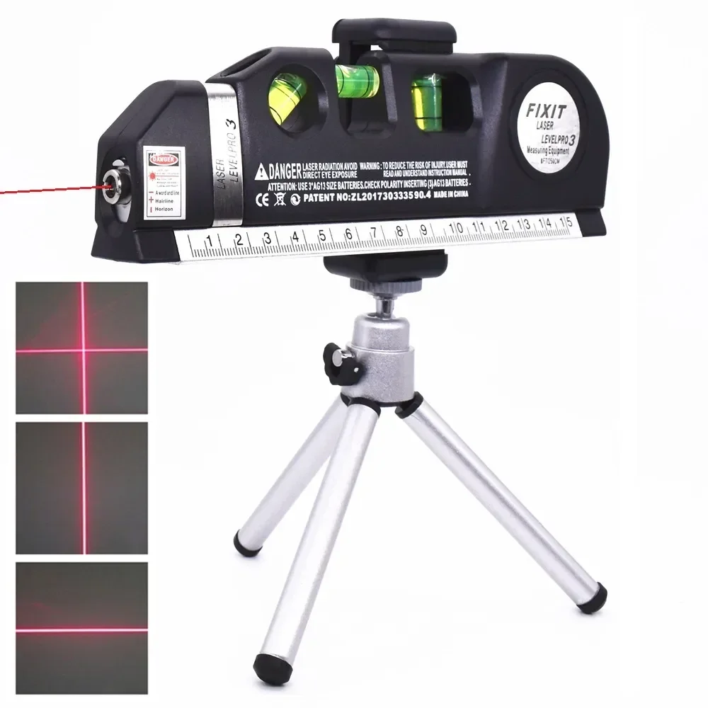 

Laser Level Vertical Horizontal Tape Adjustable Multifunctional Standard Ruler Cross Lines Measuring Instrument With Tripod
