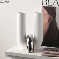 Creative U-shaped Ceramic Vase Flower Pots Desk Decoration Flowers Arrangement Porcelain Floral Vases Room Aesthetic Decor 2