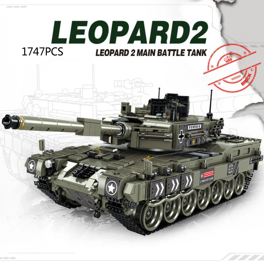 

World War Germany Leopard 2 Main Battle Tank Military Vehicle Model Building Block WW2 Army Figures Brick Toy For Boys Gifts