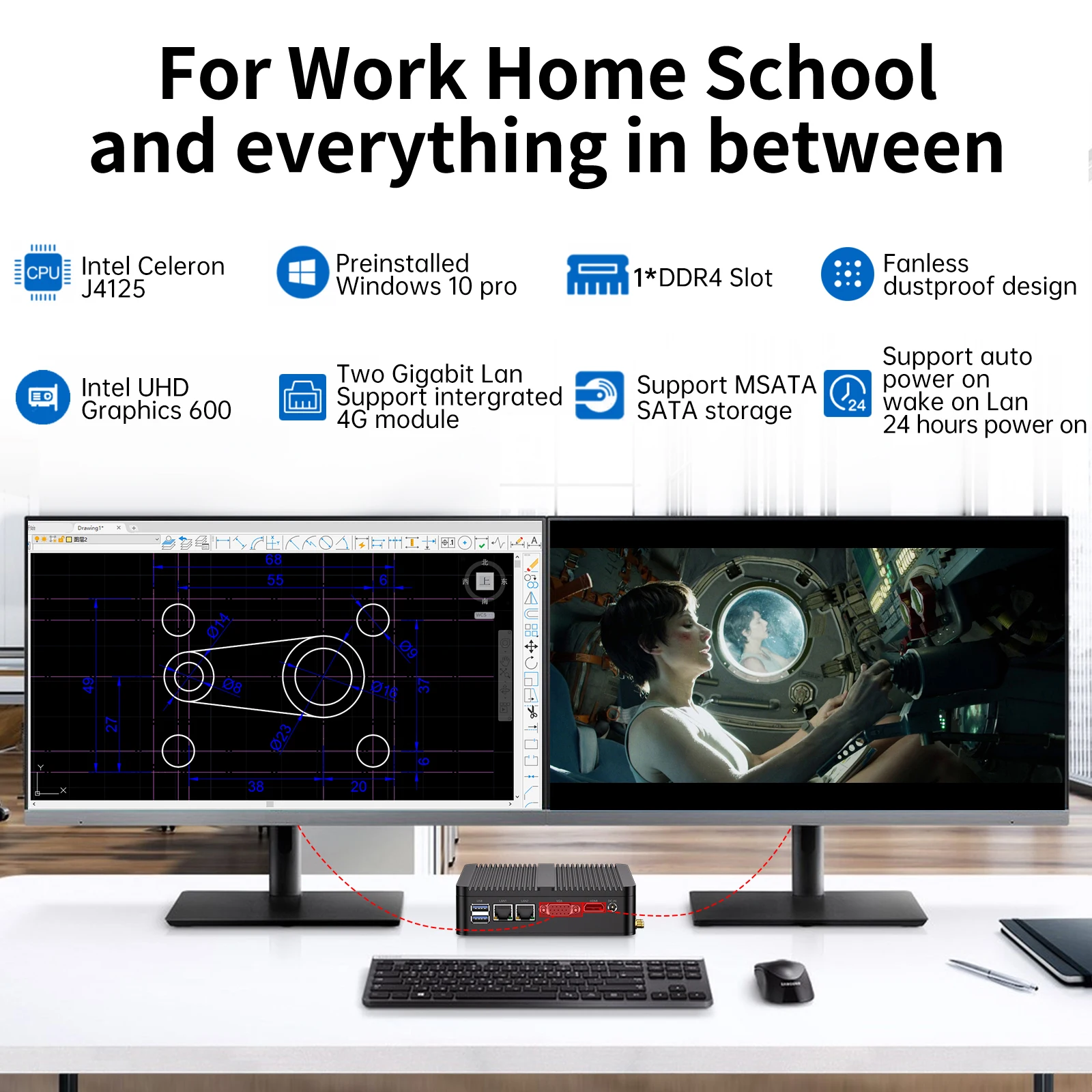 MSECORE Intel Celeron J4125 ファンレスミニPC Windows 10 Office搭載 