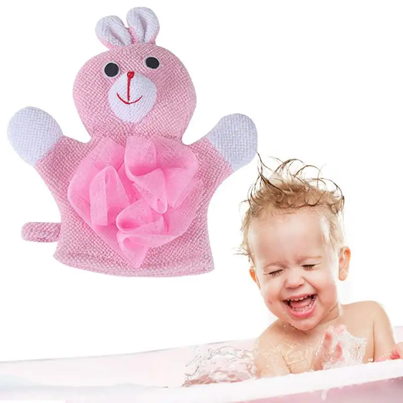 

Bath Gloves Cute Animal Puppet Bath Gloves Loofah Soft Compound Cotton Bathing Scrub Shampoo Brush Mitt Bath Towel For Toddler