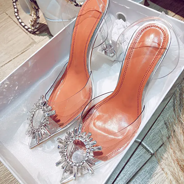 2022 Brand Women Pumps Luxury Crystal Slingback High Heels Ladies Summer Shoes Pumps Woman Heeled Party Wedding Shoes Plus Size 2