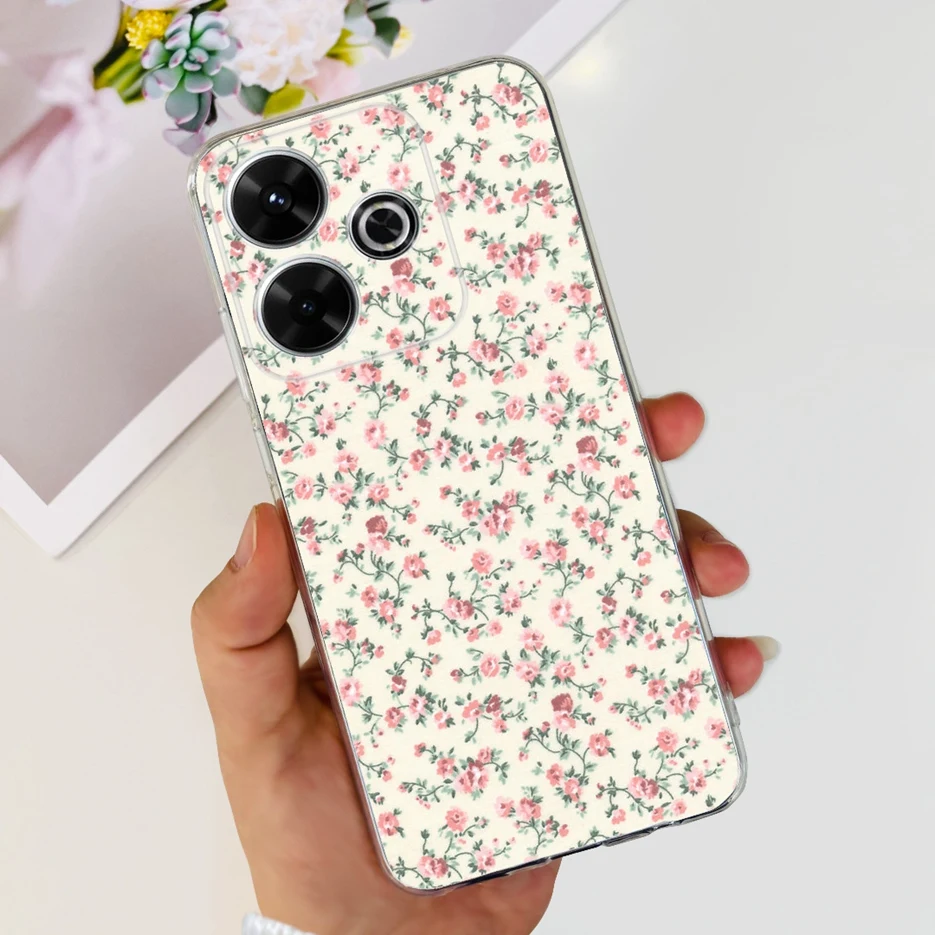 Colorful Flowers Painted Clear Silicone Phone Case - Soft Protective Cover