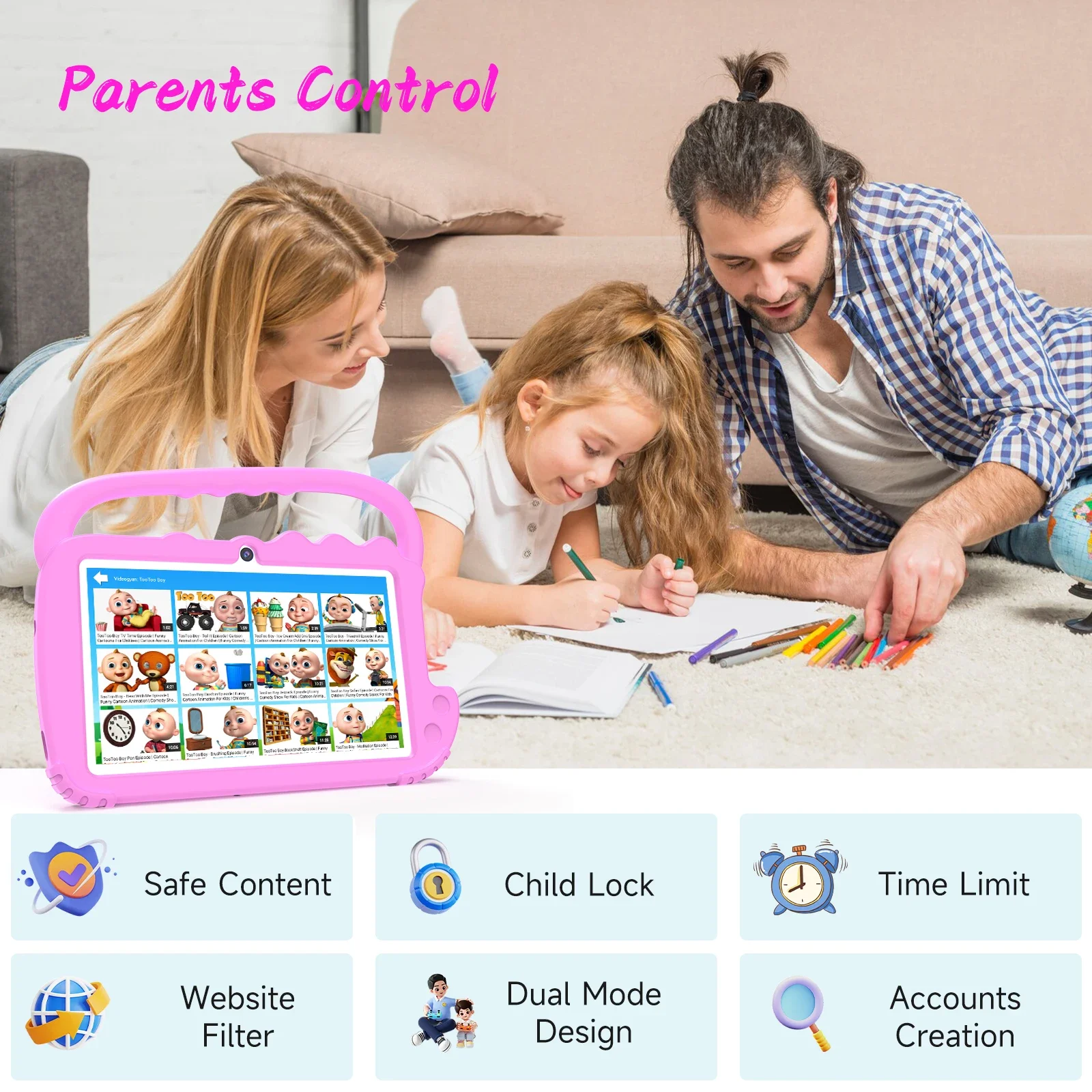 7inch Android 12.0 Ram:2GB Flash:32GB Battery 3000mAh Educational Kids Tablet PC high-definition IPS 1024 600