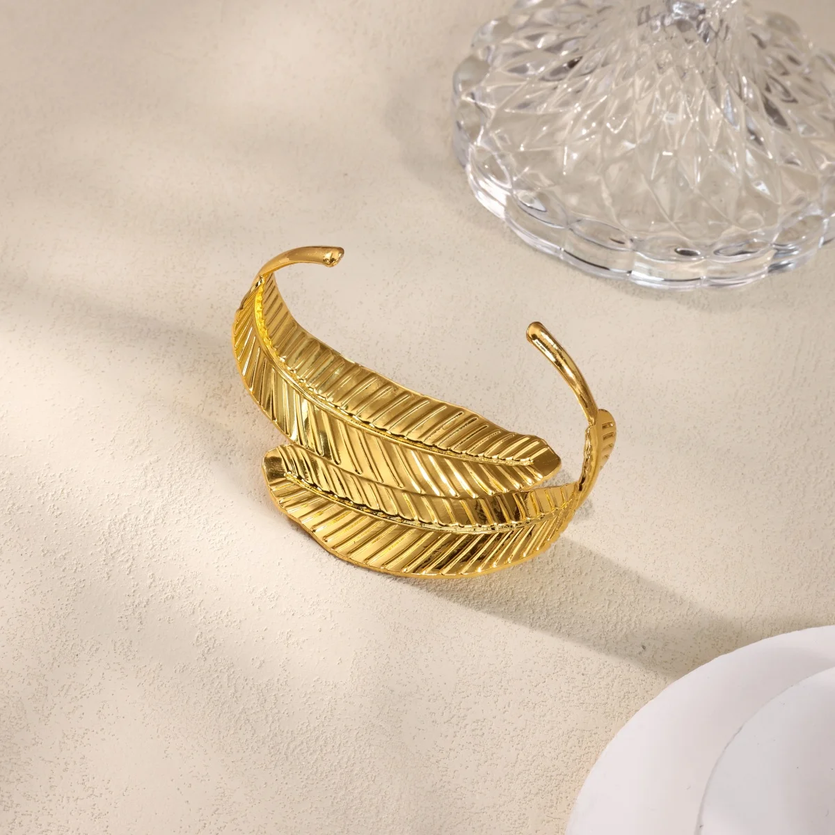 Stainless Steel Geometric Cuff Bracelet For Women Gold Adjustable