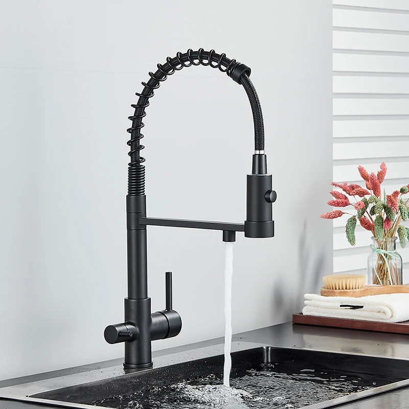 corner kitchen sink Kitchen Water Filter Faucet  Dual Spout Filter Drinking Water Mixer Tap Rotation Water Purification Feature Taps Kitchen Faucets farmhouse kitchen sink Kitchen Fixtures