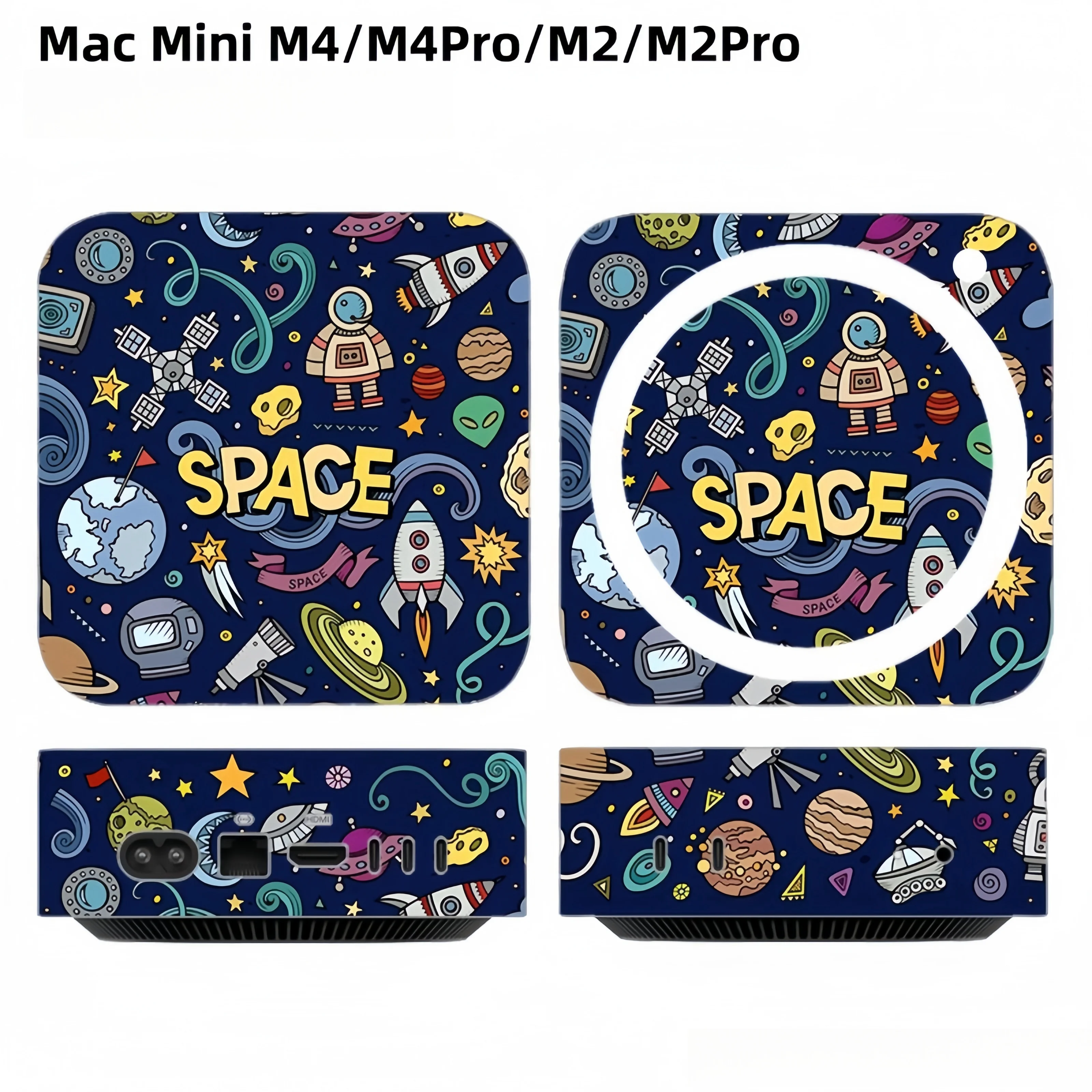 맥 미니 M4 / M4 / M2/M2 Pro 2024용 컬러풀 스킨 스티커 풀 레이 스티커 스킨 스크린 보호필름