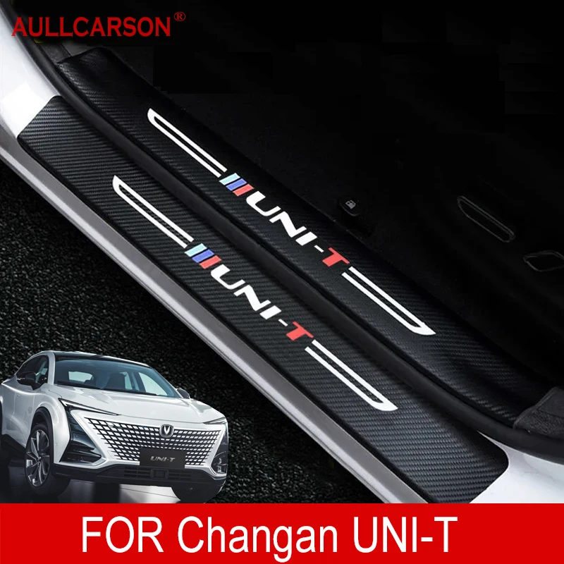 

For Changan UniT Uni-T 2022 2023 Car Door Sill Leather Stickers Plate Carbon Fiber Threshold Strip Taildoor Accessories