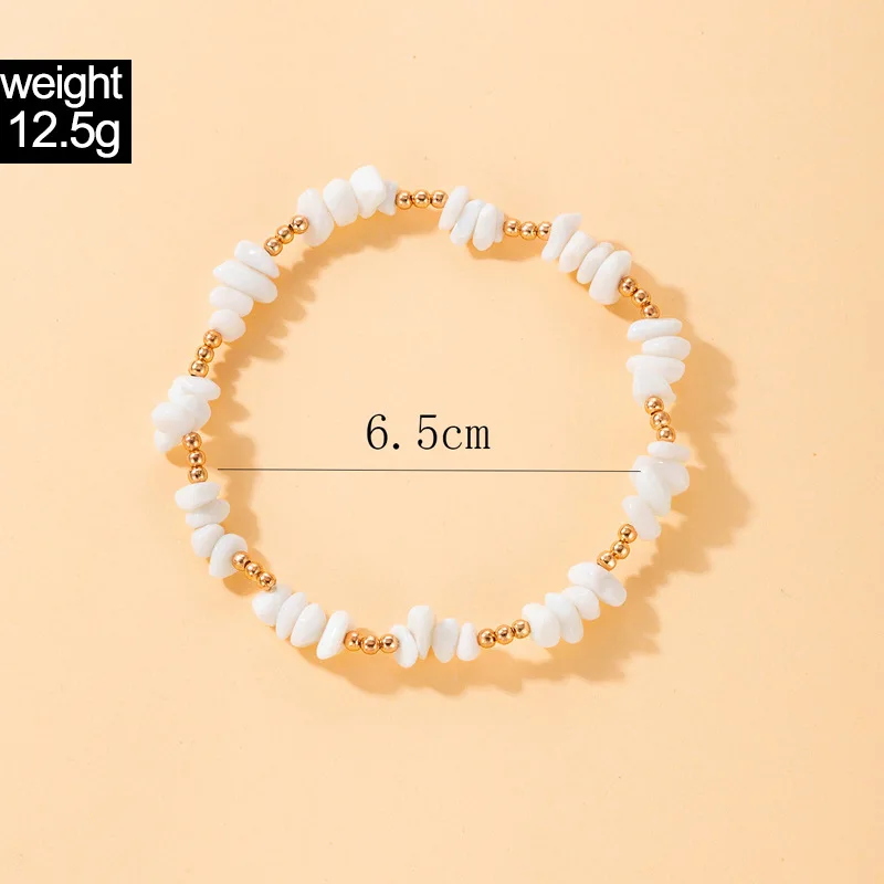 Anklet Bracelet Set Women Boho Shell Charm Crushed Stone Chain silver anklet bracelet ankle chains beads anklet fashion accessories For Women