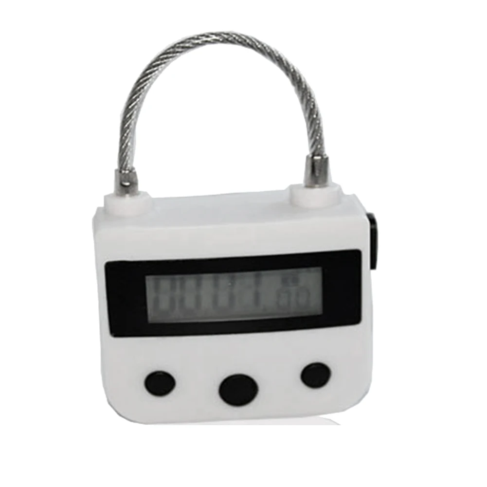 

Metal Timer Lock USB LCD Display Metal Electronic Rechargeable Timer Multi-Function Padlock White