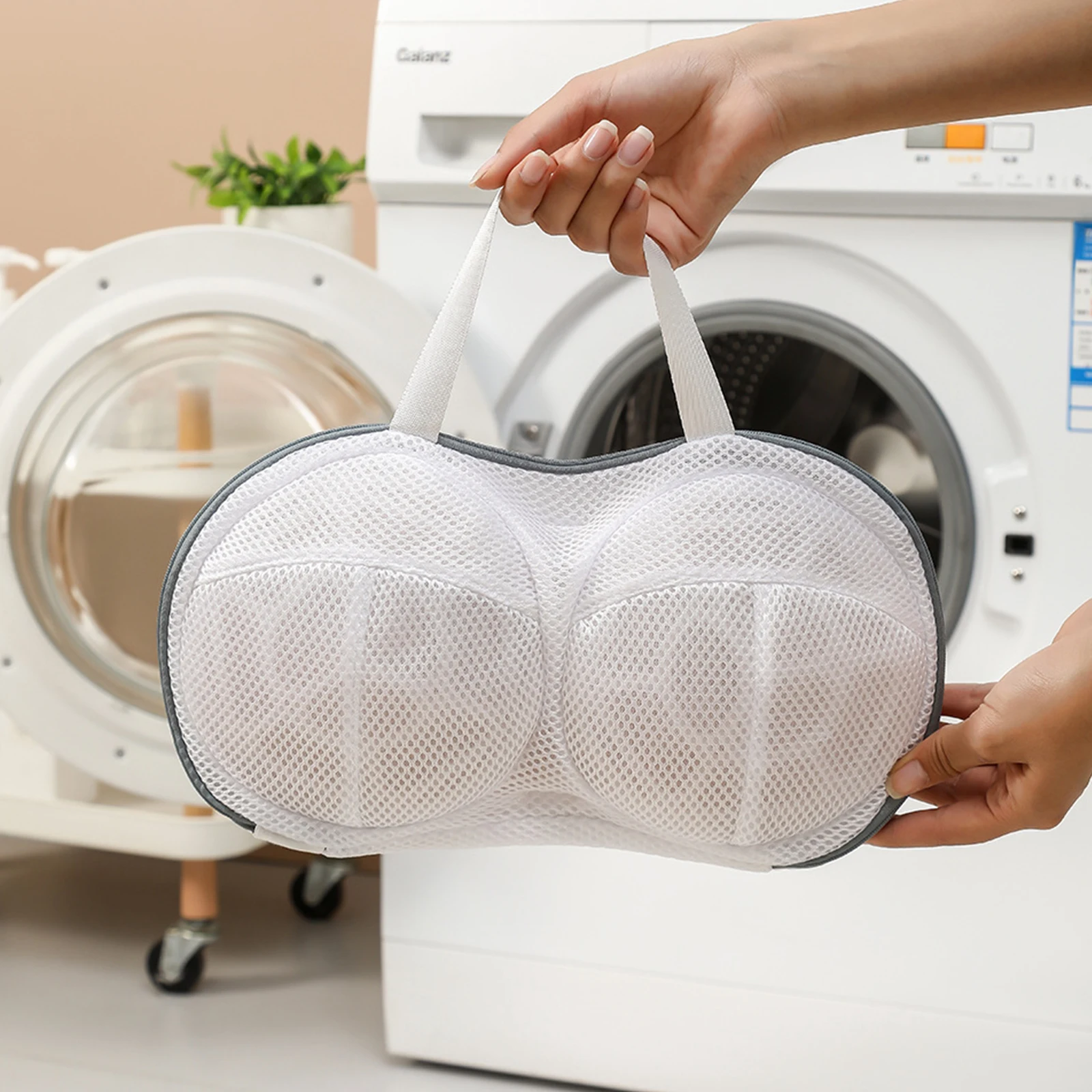 2 Pieces Bra Washing Bags Mesh Laundry Bags with 3D Bracket and Zipper Lingerie Bags Protector for Washing Delicates Sock laundry bag clothes washing bag underwear washing bag bra washing bag