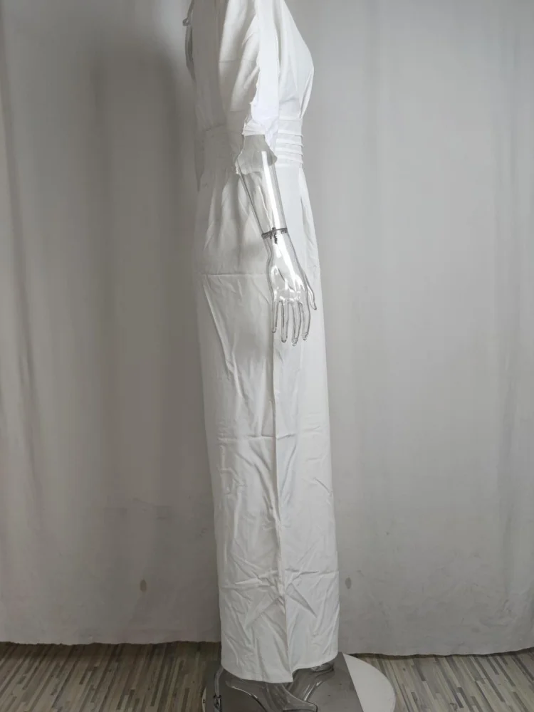 Wmstar Jumpsuits Rompers Women Wholesale Plus Size Woman Instagram Wide Leg Solid Color V Neck Simple Fashionable Jumpsuit