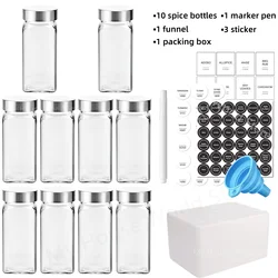 Eco-Friendly Stainless Steel Spice Jar Set with Glass Containers and Shakers (10pcs 4oz jars set)