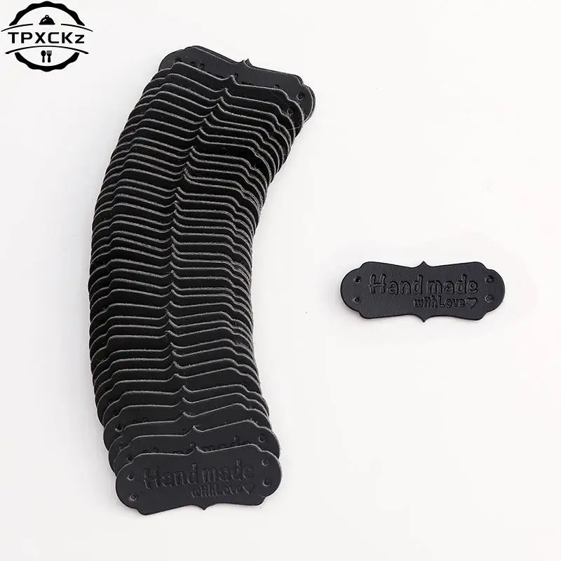 Leather Labels 50pcs PU For Handmade DIY Hats Bags Clothes Sewing Garment Accessories