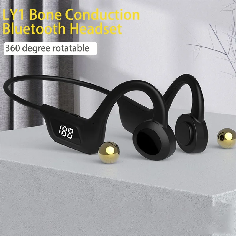 LY1 Bone Conduction Bluetooth Headset Wireless Ear Mounted Sports Headphones 360Degree Rotation