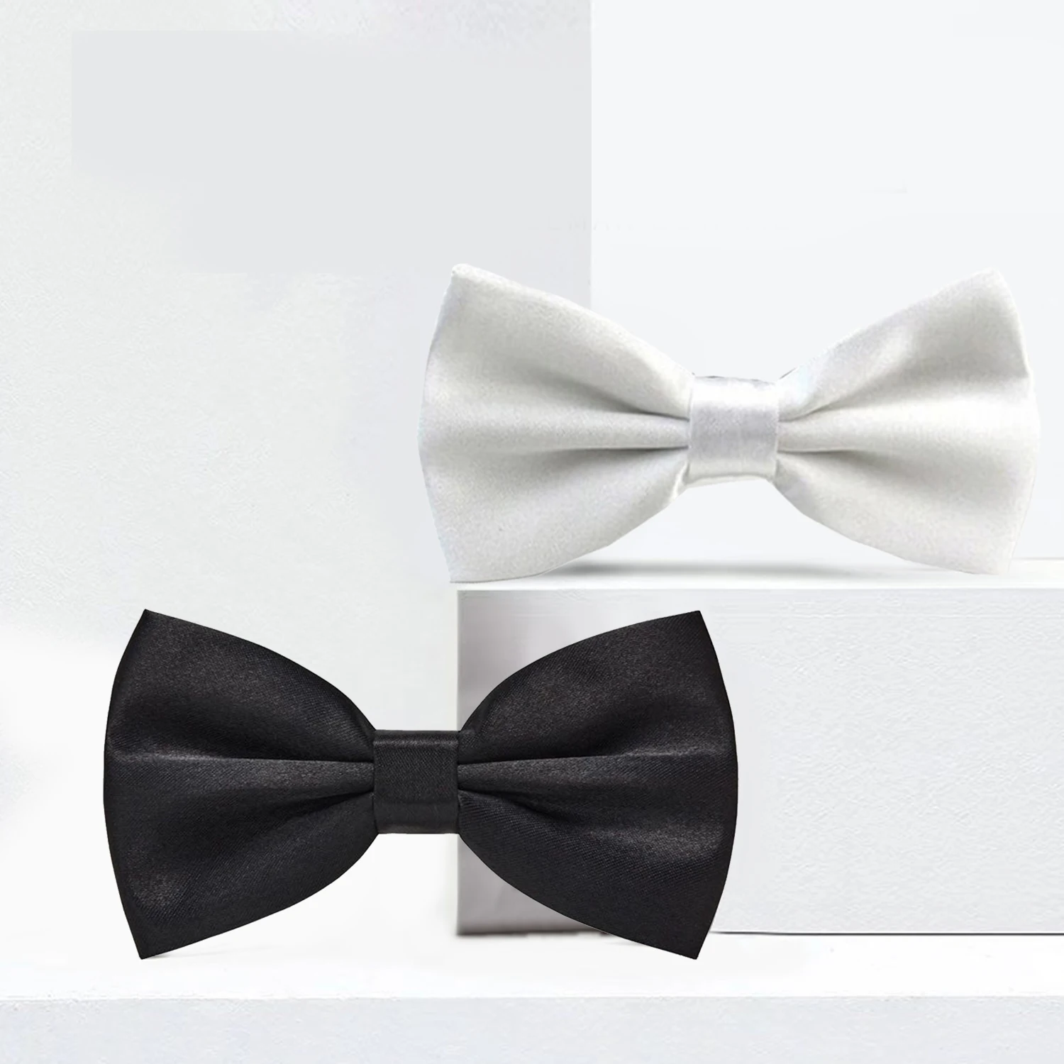 

2PCS Bow Ties For Men Wedding Bowtie Black White Neck Tie Adjustable Bowknot Classic Butterfly Cravat Adult Male Business Gift