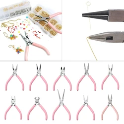 Portable Pink Color Stainless Steel Pliers Tools Set Round Nose Cutting Wire Plier For Handcraft Beading DIY Jewelry Making