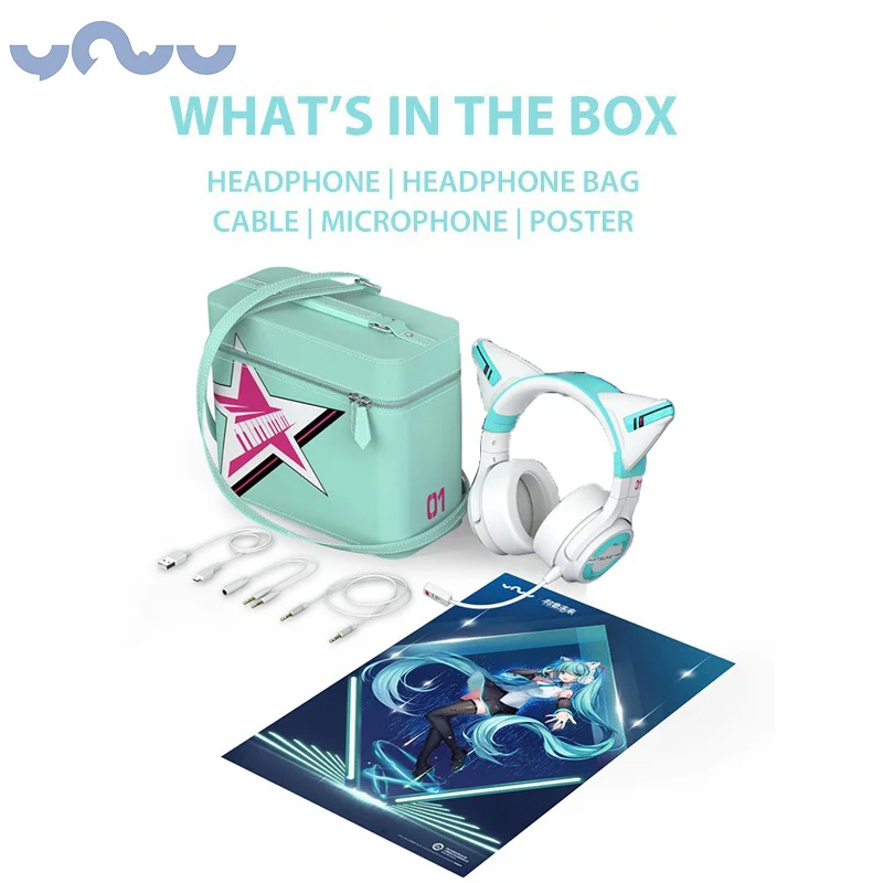 YOWU Hatsune Miku Anime Wireless Gaming Headsets APP Control RGB