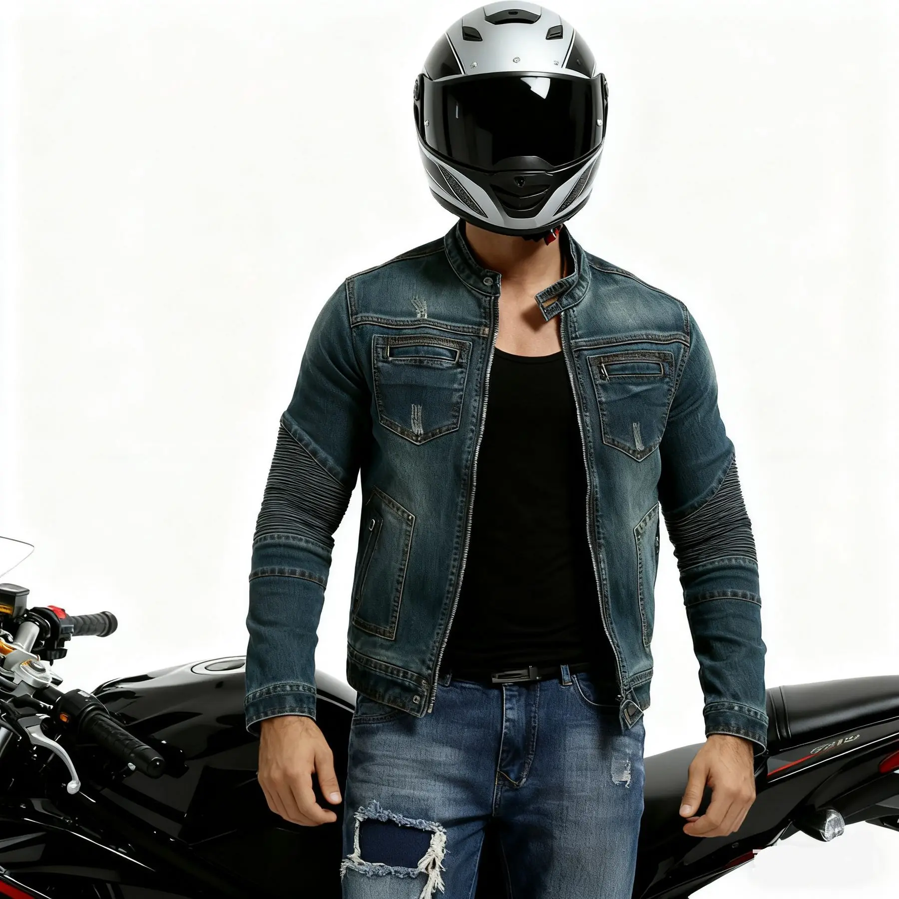 남녀공용 캐주얼 사계절 오토바이 데님 재킷 안티폴 레트로 오토바이 청자켓