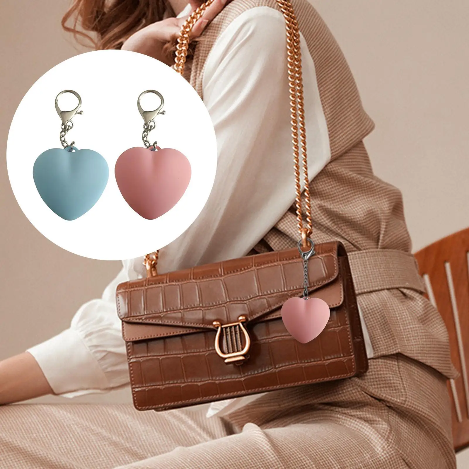 Bag Light Portable Heart-Shape LED Lamp Flashlight Decor Touch Sensor Lighted Keychain For Women Men Camping Nurse Safety