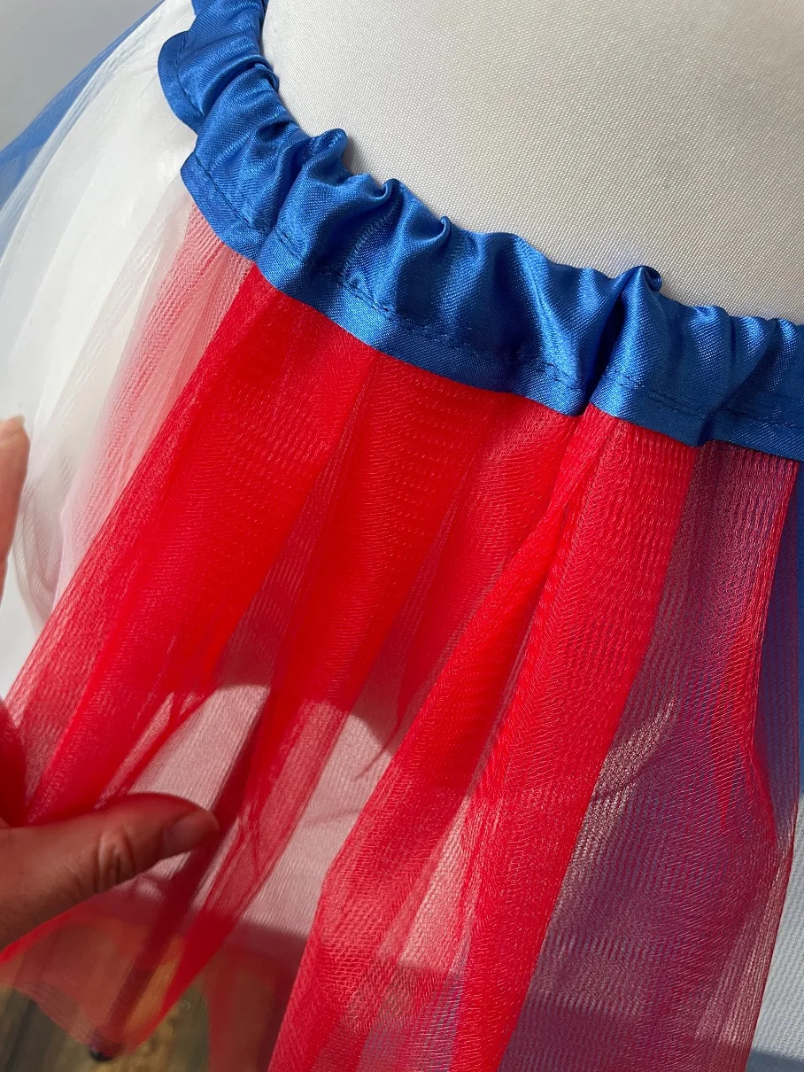 Children's mesh TUTU skirt, red, white, and blue color combination