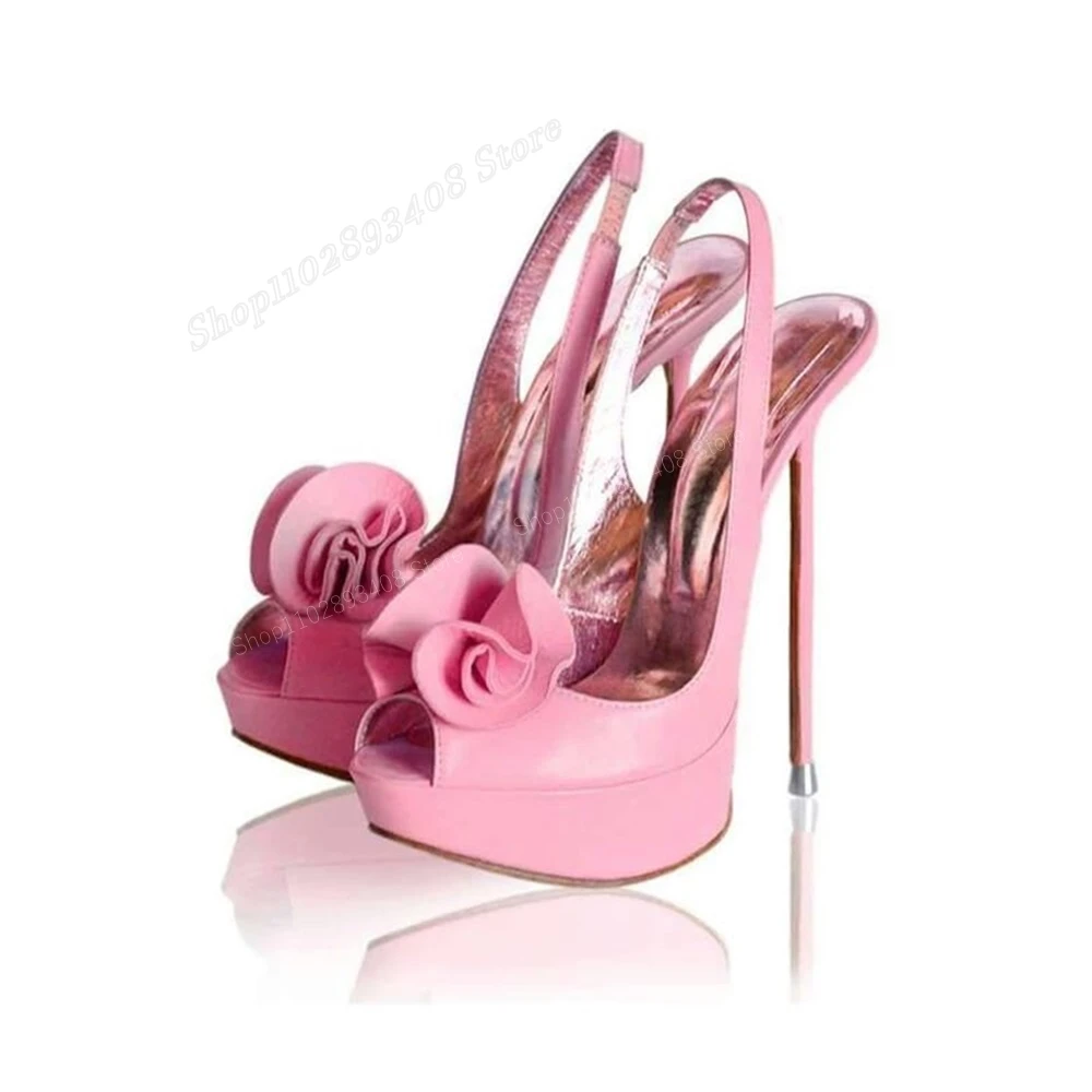 

Женские туфли на шпильке, розовые туфли из матовой кожи на платформе, на высоком каблуке, с декоративными цветами, без застежек, 2024