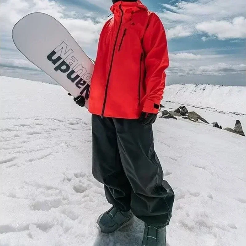 Fashion Single Board Ski Pants Casual Track High Waist Wide Pants Waterproof Wear Resistant Professional Double Board Ski Pants 3
