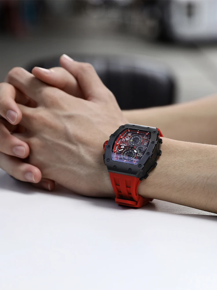 Tsar bomba-メンズウォッチ,サファイアクリスタル腕時計,耐水性,レッド