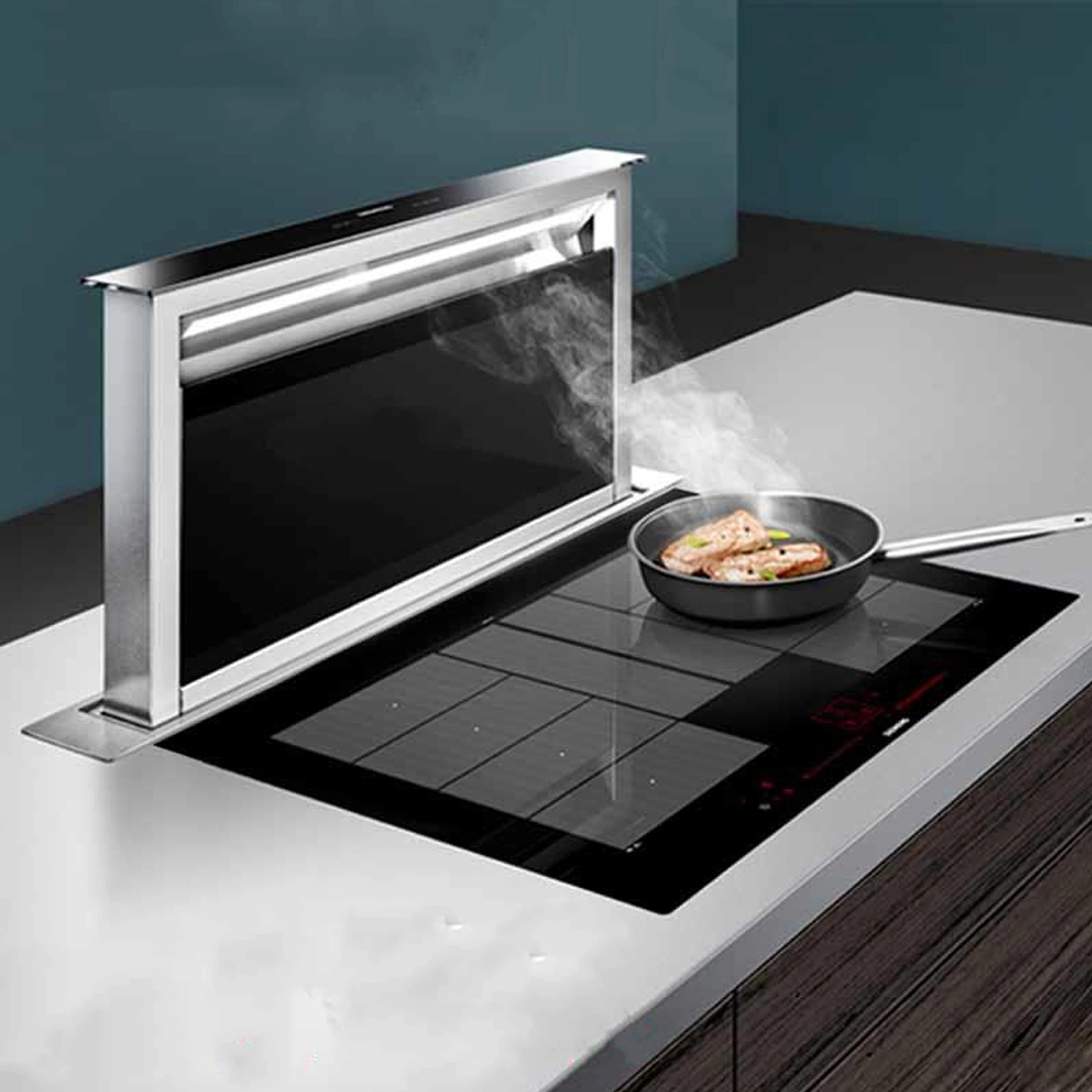 New Stock Hidden Large Suction Auto Clean Home Kitchen Downdraft Range Hoods