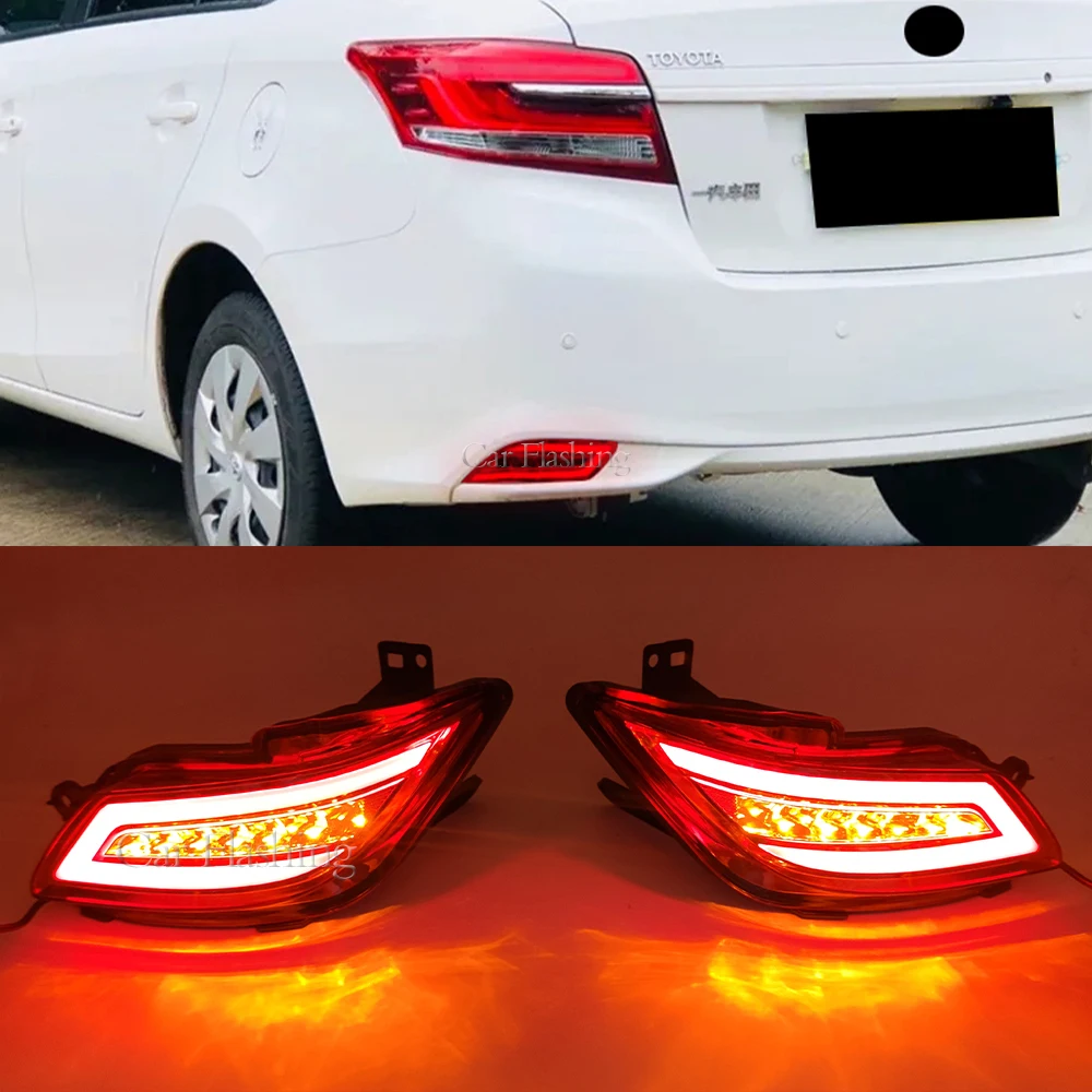 LED Rear Bumper Reflector Fog Lamp For Toyota Vios Brake Light Turn Signal Light Warning