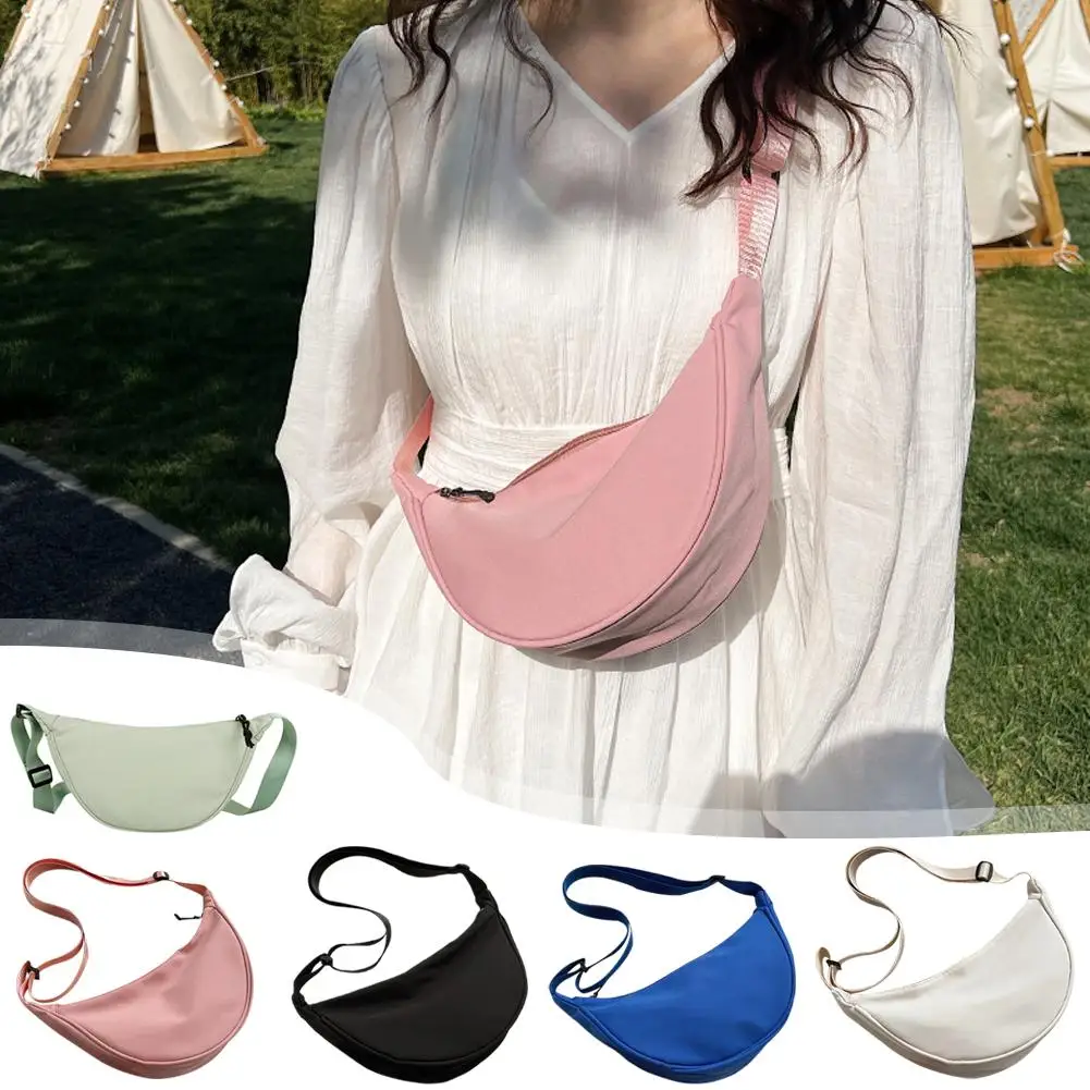 Nylon Messenger Bag Women's New Fashion Dumpling Bag Lightweight Small Shoulder Bag Armpit Bag Simple Shoulder Canvas Bag