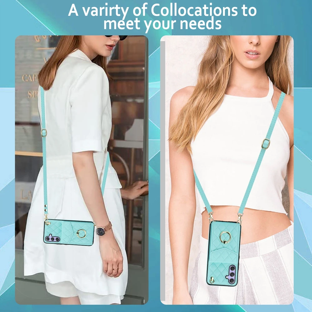 Stylish Leather Crossbody Phone Case with Lanyard
