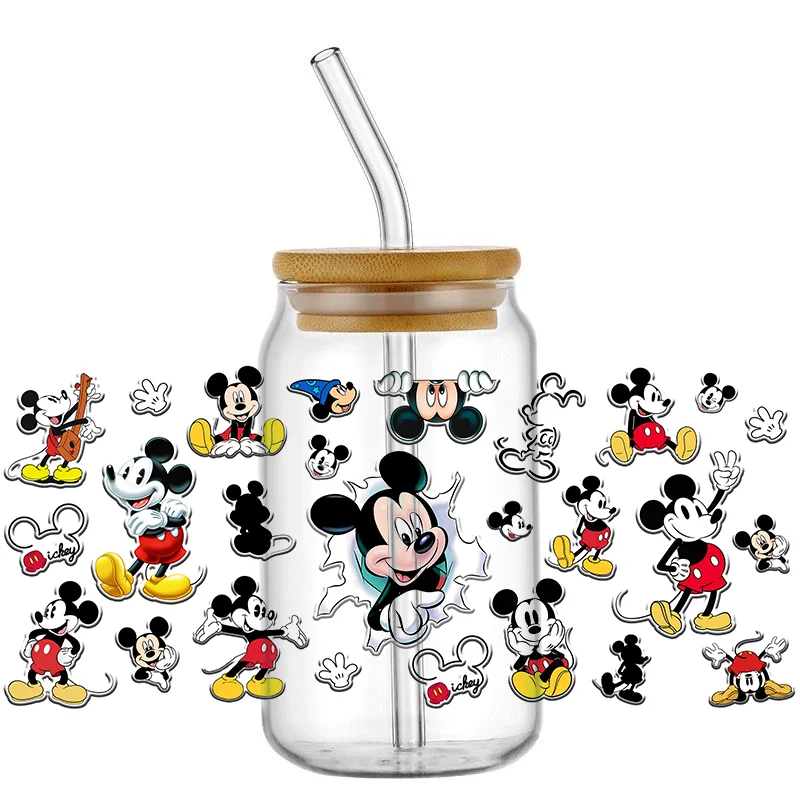Miniso Cute Kawaii Mouse 16oz Cup UV DTF Wrap Self-adhesive Transfer Decals Custom Wrap Printing