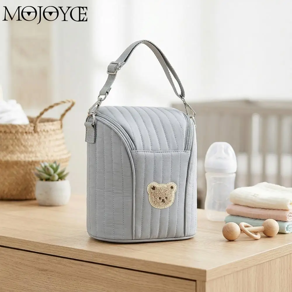 귀여운 곰돌이 모양 보온 젖병 가방, 재사용 가능한 휴대용 유축기 보관 가방, ..