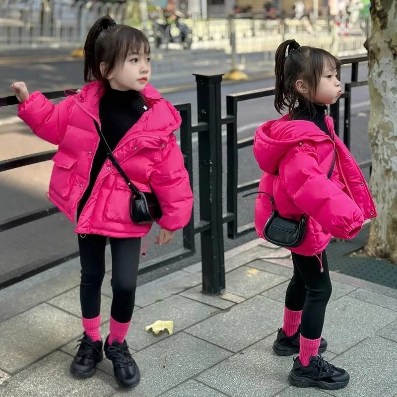 2-12 Years Girls Winter Coat Kids Hooded Cotton Padded Jackets for Girls Water Proof Overcoat Toddler Baby Fall Outwear 4-7