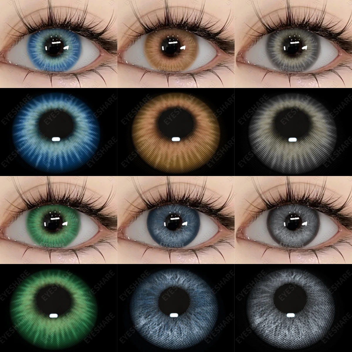 AMARA Fashion Color Contact Lenses - Blue, Brown, Gray, and Green Variety Pack, Yearly Cosmetic Collection