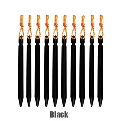 10-Pack Heavy Duty Aluminum Tent Stakes - Ultralight Camping and Outdoor Accessories (Black)