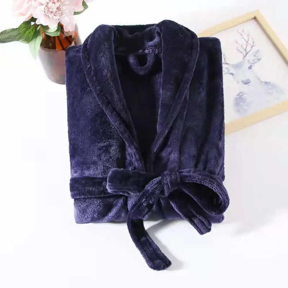 Adjustable Belt Bathrobe Cozy Unisex Winter Bathrobes with Water Absorbent Fabric Long Sleeves Pockets for Lounging Style Soft