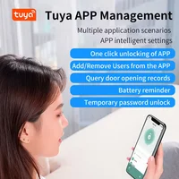 Tuya App Bluetooth Smart Fingerprint Door Lock Password Mechanical Key NFC Unlocking For Wooden Door Handle Lock IP54 Rainproof 2