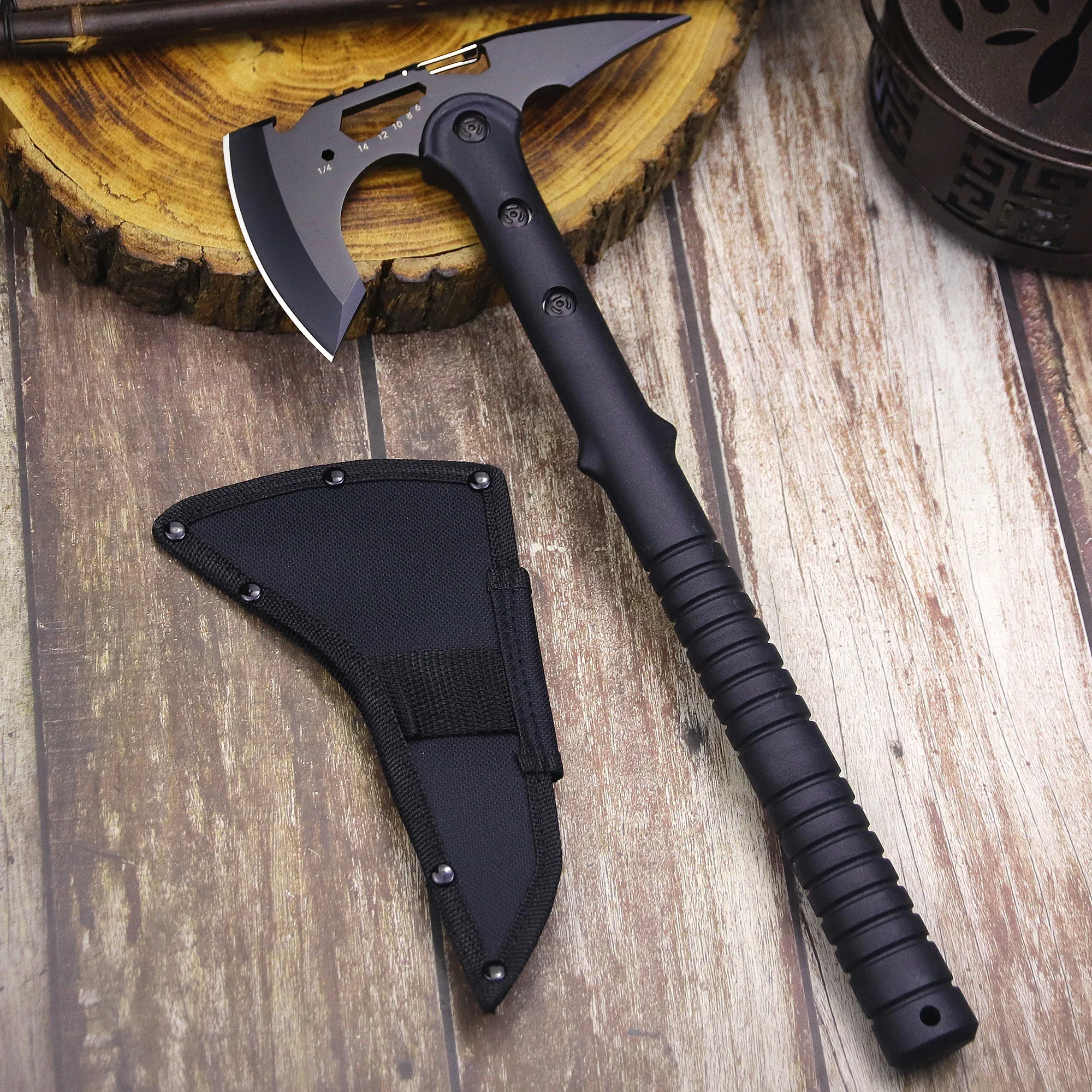 ABS handle Black 440 Outdoor tactical axe, jungle logging axe, outdoor camping self-defense rescue axe 5