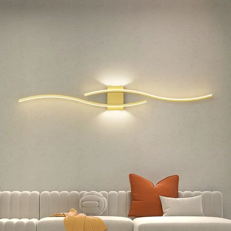 LED hyperbolic wall lamp, modern living room, dining room, bedroom, bedside, aisle, background wall lamp, home lighting fixture