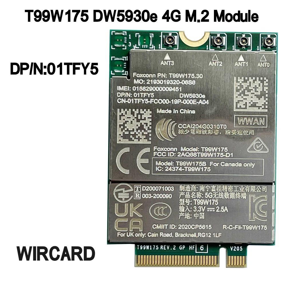 T99W175 Dw5930E X55 5G Modulo Dp/N 01 Tfy5 Per Dell Laptop Latitude 5430 7330 7430 7760 9420 9520