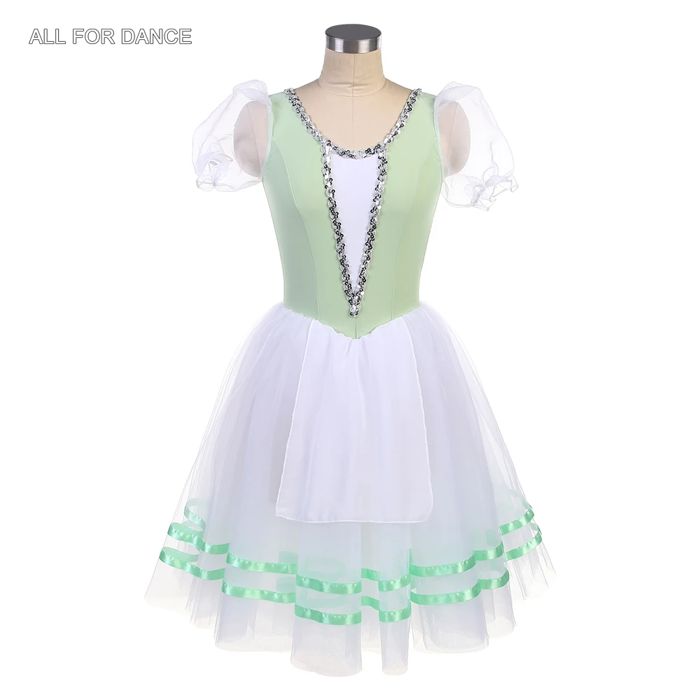 

23178 New Ballet Costumes Green Group Romantic Ballet Tutus Girls and Women Puff Sleeves Stage Performance Tutu