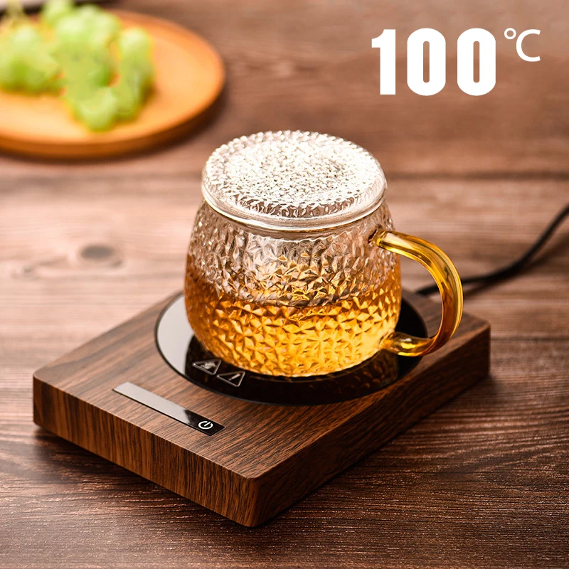 100°C Cup Heater Mug Warmer Hot Tea Makers Automatic Warmer Coaster 5 Gear Temperature Cup Heaters Coffee Milk Tea Heating Pad 2