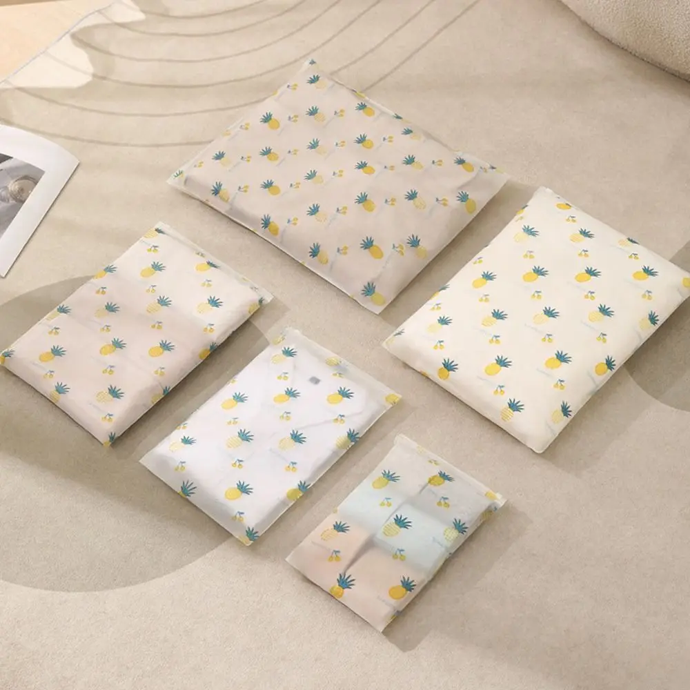 

Frosted Printed Clothes Storage Bags New Waterproof PE Wardrobe Storage Bag Self Seal Transparent Shoes Makeup Bag