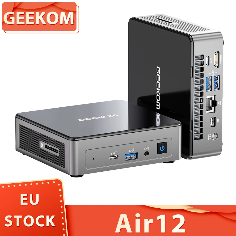 Geekom Air12 Mini Pc Intel Alder Lake N100 4 Core Fino A 3.4Ghz 16Gb Ram 512Gb Ssd Wifi 6 Bluetooth 5.2 3 * Usb 3.2 1 * Type-C