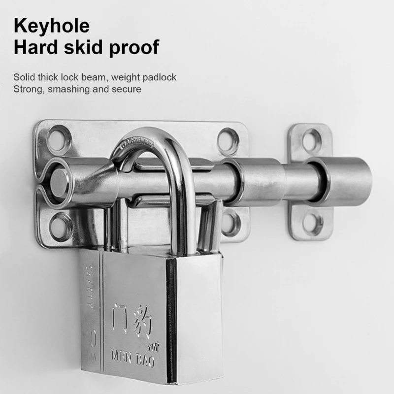4pcs Steel Slide Latches Secure Barrels Bolts with Padlock Hole Simple Installs for Garden Gate Bathroom Shed door